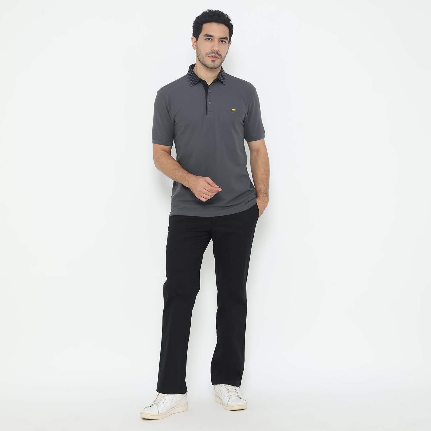 Jack Nicklaus Prospero Polo Shirt Pria Regular Fit Iron Gate - Image 4