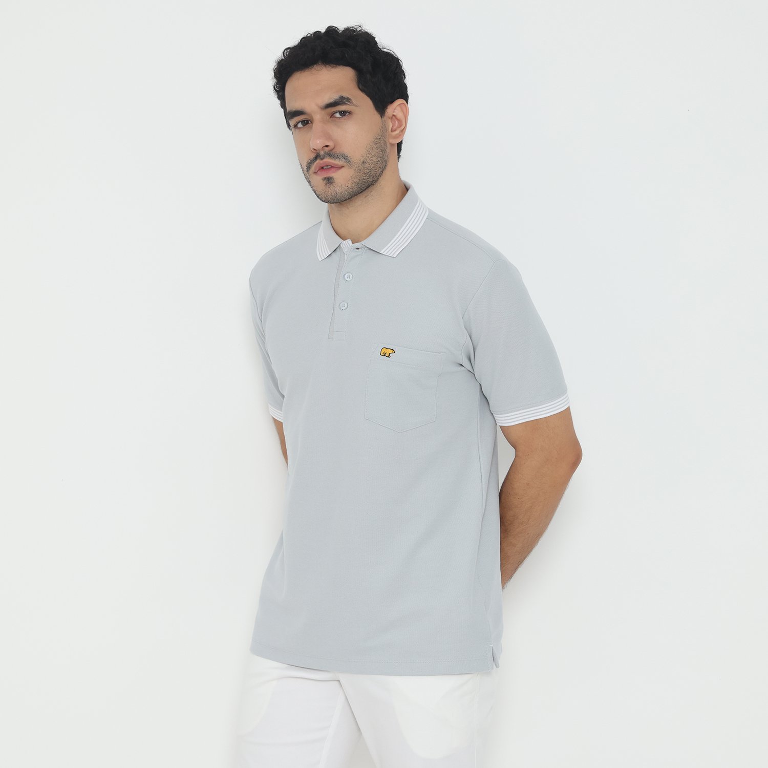 Jack Nicklaus Archibald Polo Shirt Pria Regular Fit Light Grey - Image 2