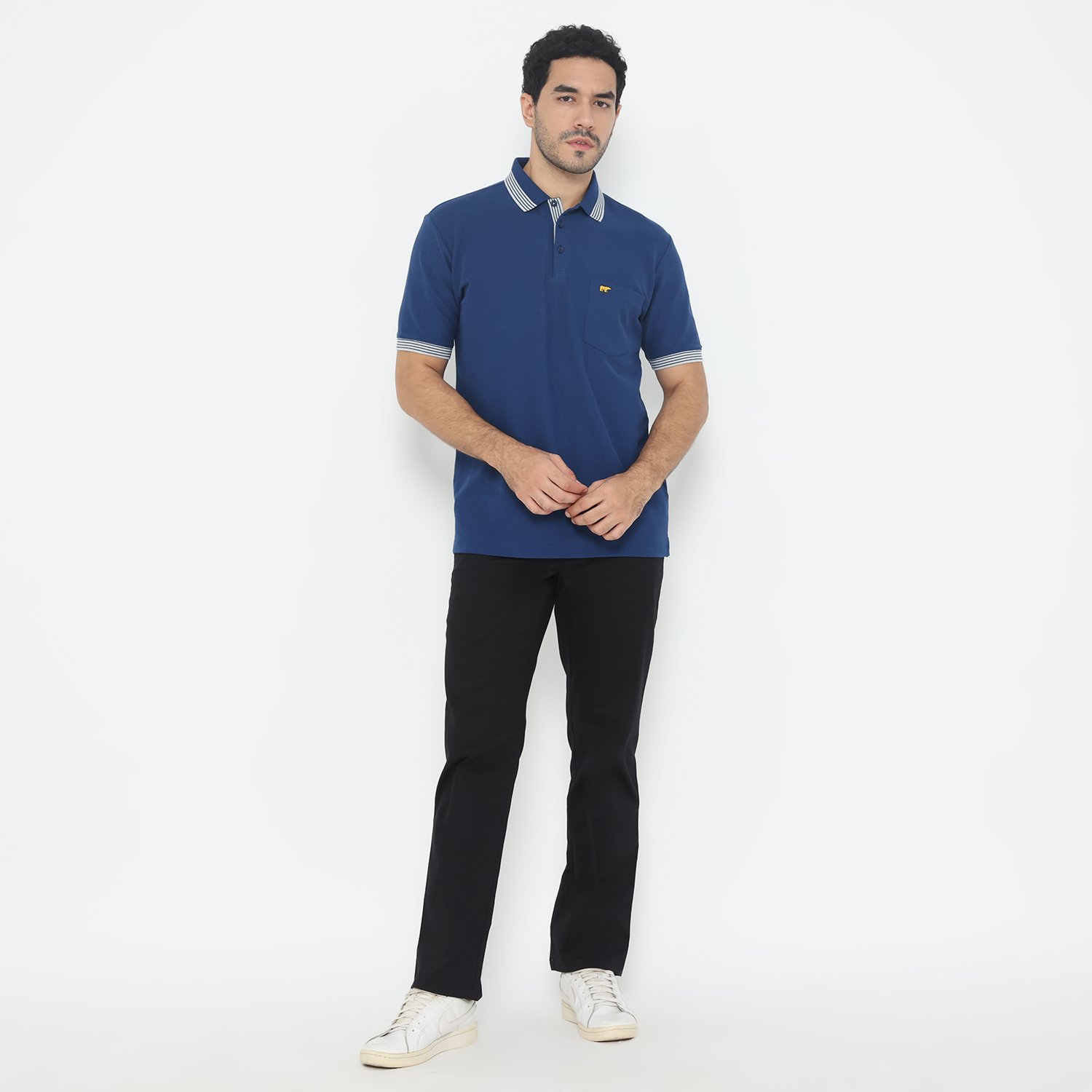 Jack Nicklaus Archibald Polo Shirt Pria Regular Fit Estate Blue - Image 5
