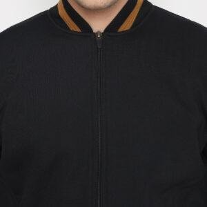 d&f CVC Jaket bomber pria cut &  sewn - hitam list coklat