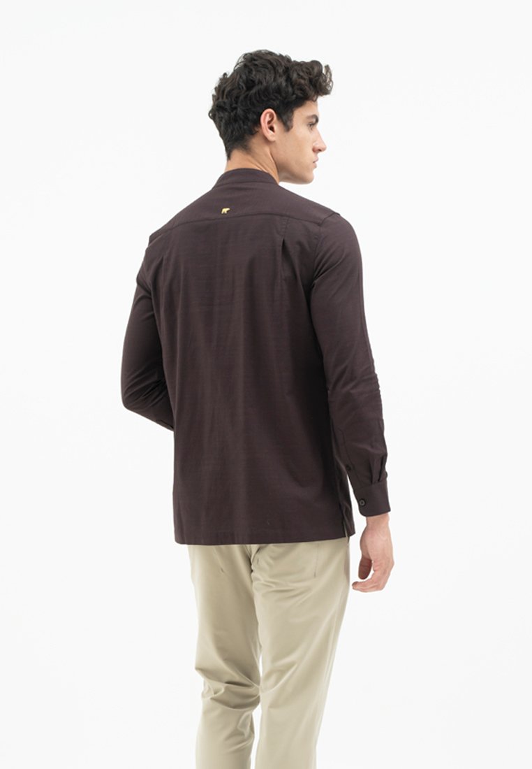 Jack Nicklaus Jet Set Kemeja Pria Lengan Panjang Slim Fit Dark Brown - Image 3
