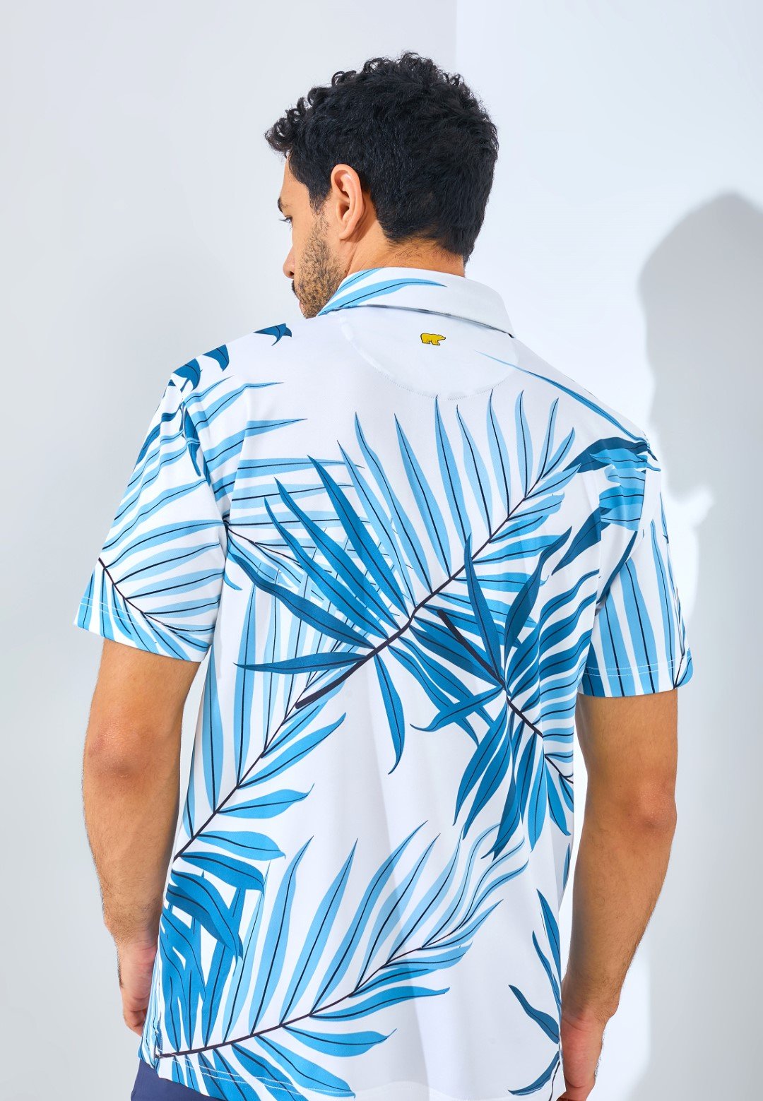 Jack Nicklaus Savoca Premium Large Tropical Leaf Polo Regular Fit Bright White - Image 6