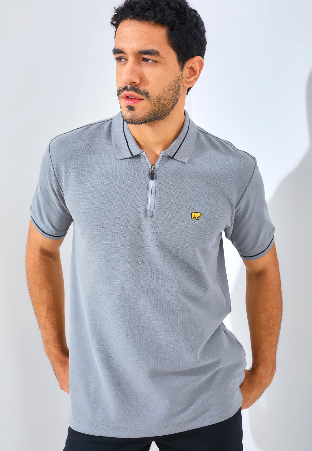 Jack Nicklaus Opera Polo Shirt Pria Regular Fit Monument Grey