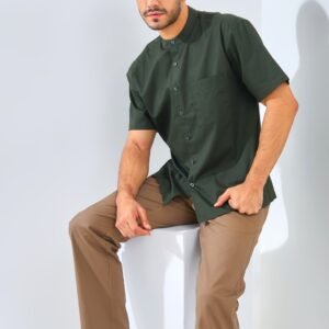 Jack Nicklaus Elite Kemeja Pria Lengan Pendek Slim Fit Army Green