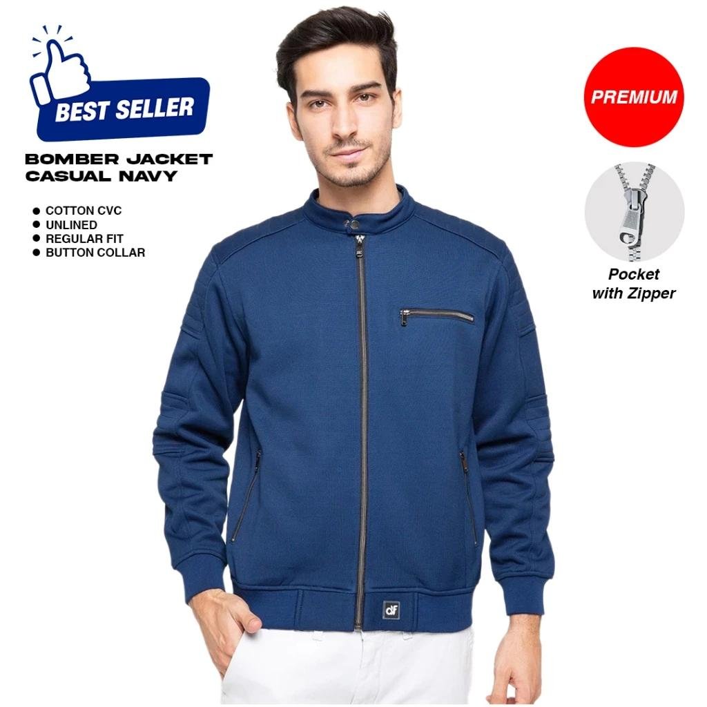 d&f Jaket pria bomber casual - Navy - Image 2