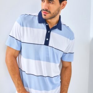 Jack Nicklaus Francofonte Premium Regatta Stripe Polo Blue Robin