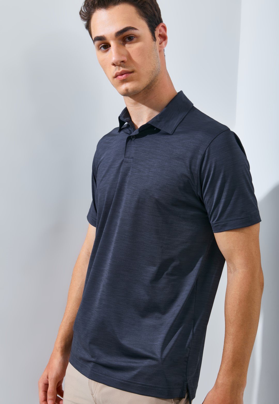 Jack Nicklaus Academy Premium Tonal Two Color Solid Polo Caviar - Image 2