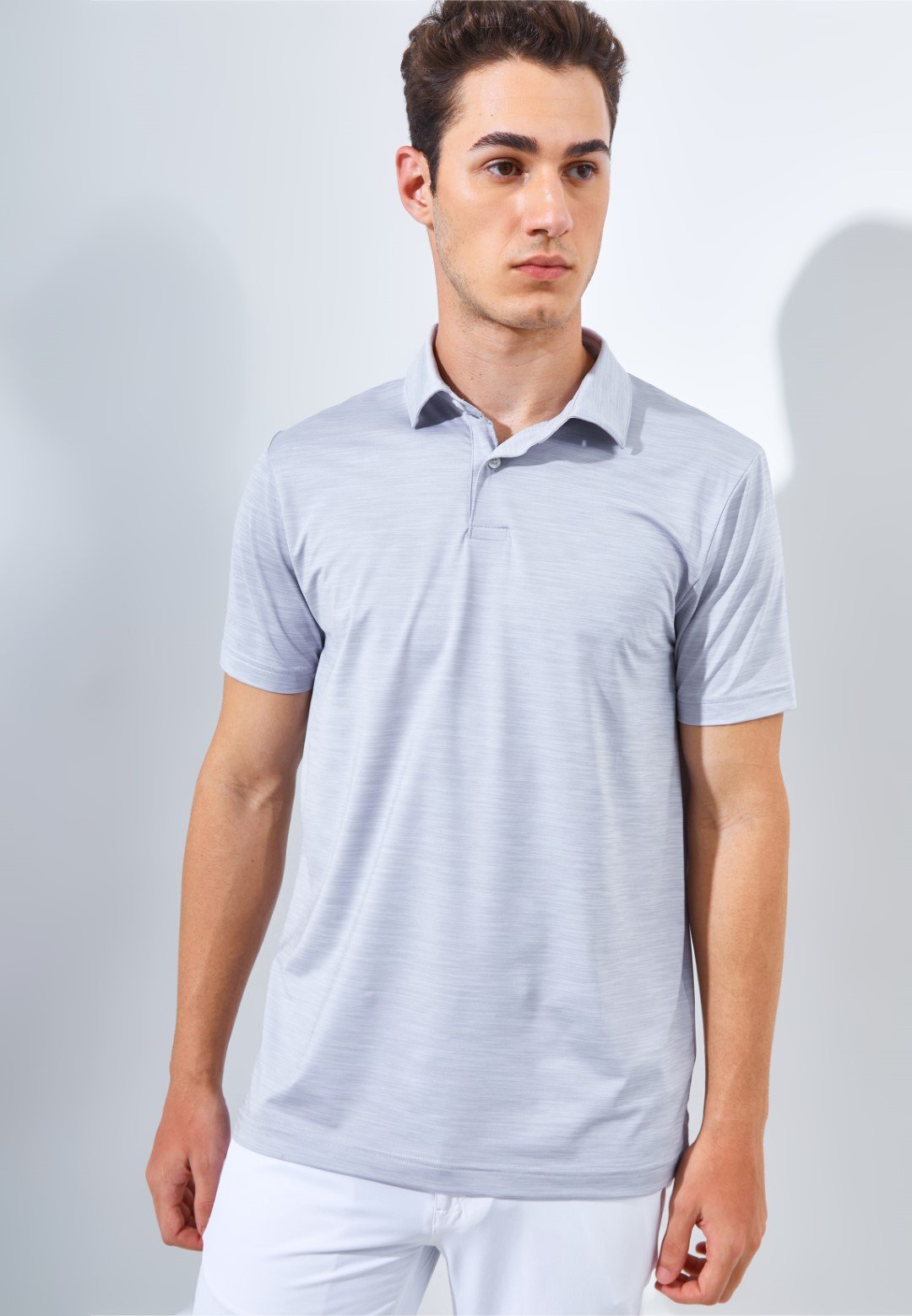 Jack Nicklaus Academy Premium Tonal Two Color Solid Polo Silver Coast