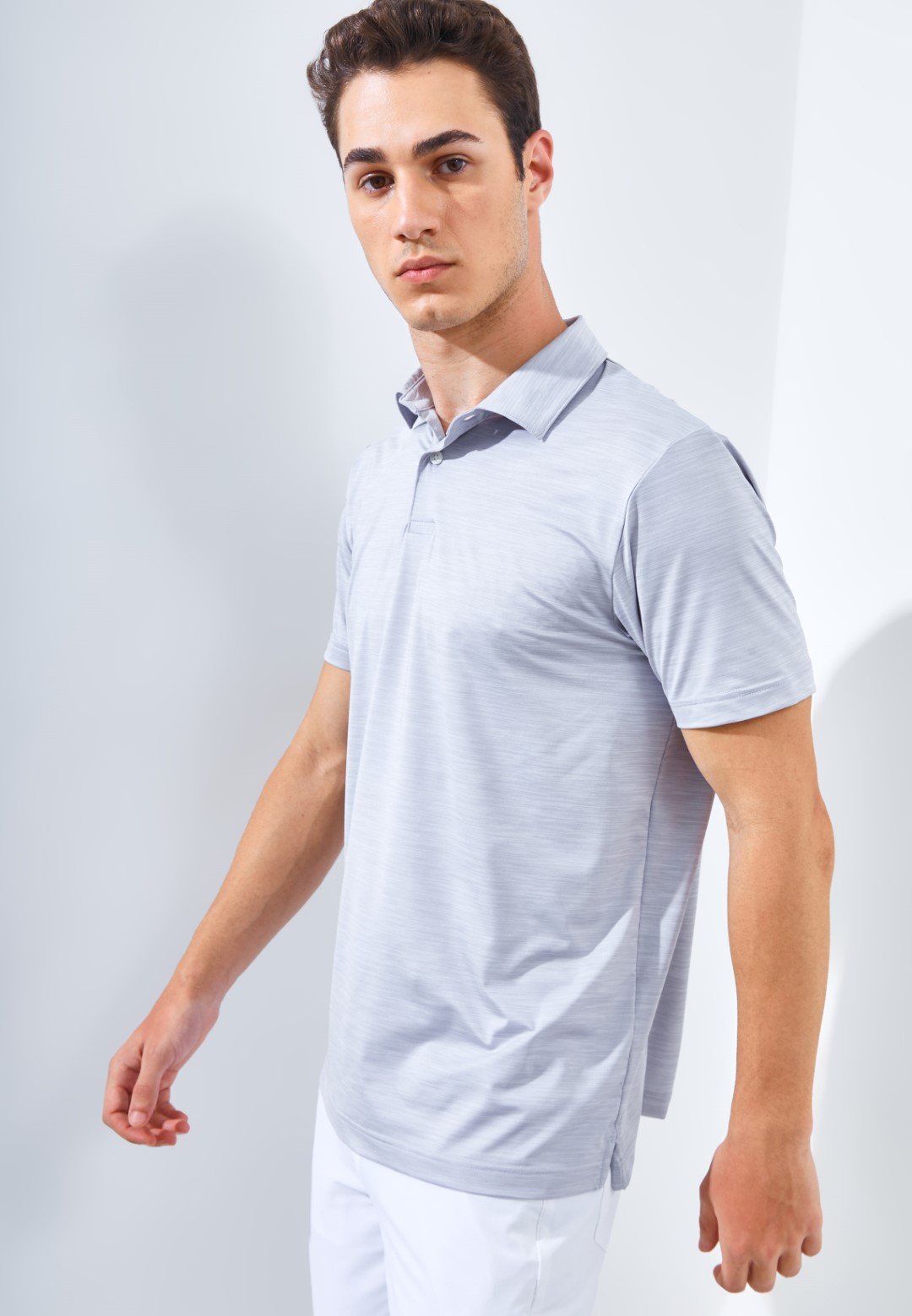 Jack Nicklaus Academy Premium Tonal Two Color Solid Polo Silver Coast - Image 2