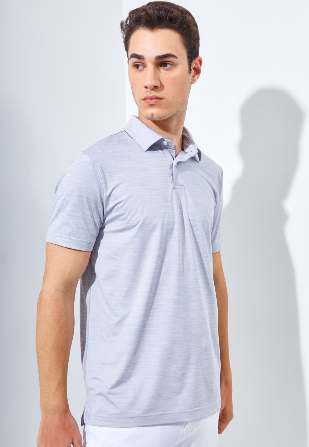 Jack Nicklaus Academy Premium Tonal Two Color Solid Polo Silver Coast - Image 3