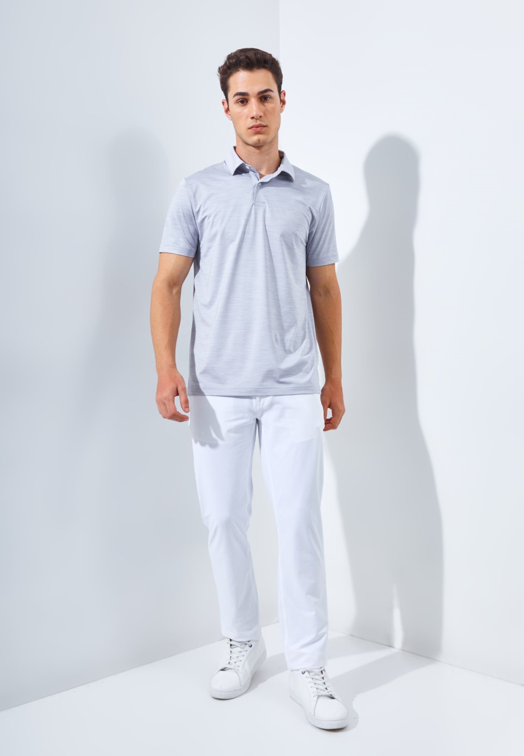 Jack Nicklaus Academy Premium Tonal Two Color Solid Polo Silver Coast - Image 6