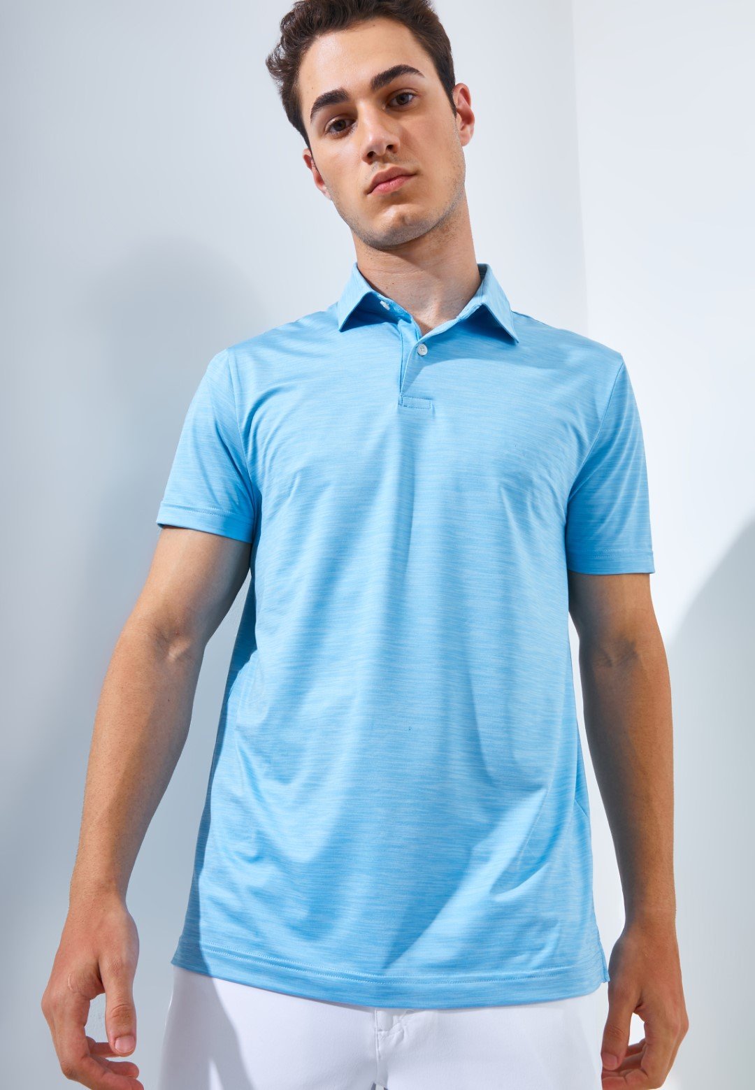 Jack Nicklaus Academy Premium Tonal Two Color Solid Polo Blue Surf - Image 2