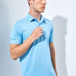 Jack Nicklaus Academy Premium Tonal Two Color Solid Polo Blue Surf