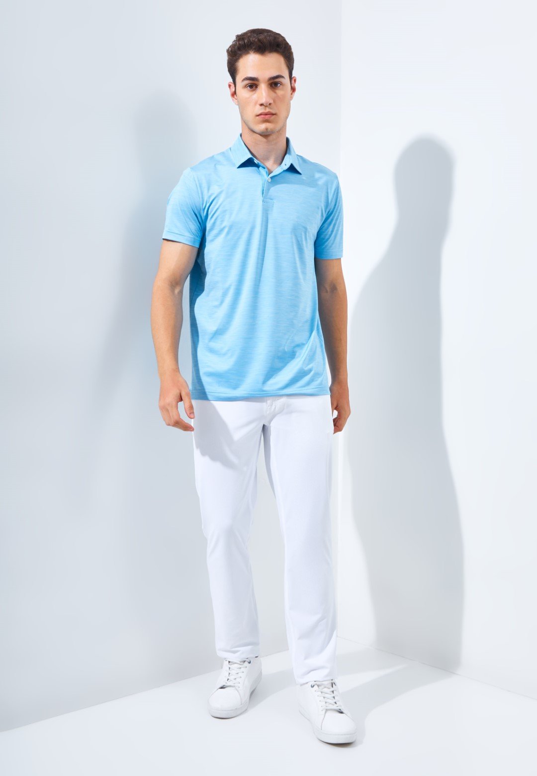 Jack Nicklaus Academy Premium Tonal Two Color Solid Polo Blue Surf - Image 6