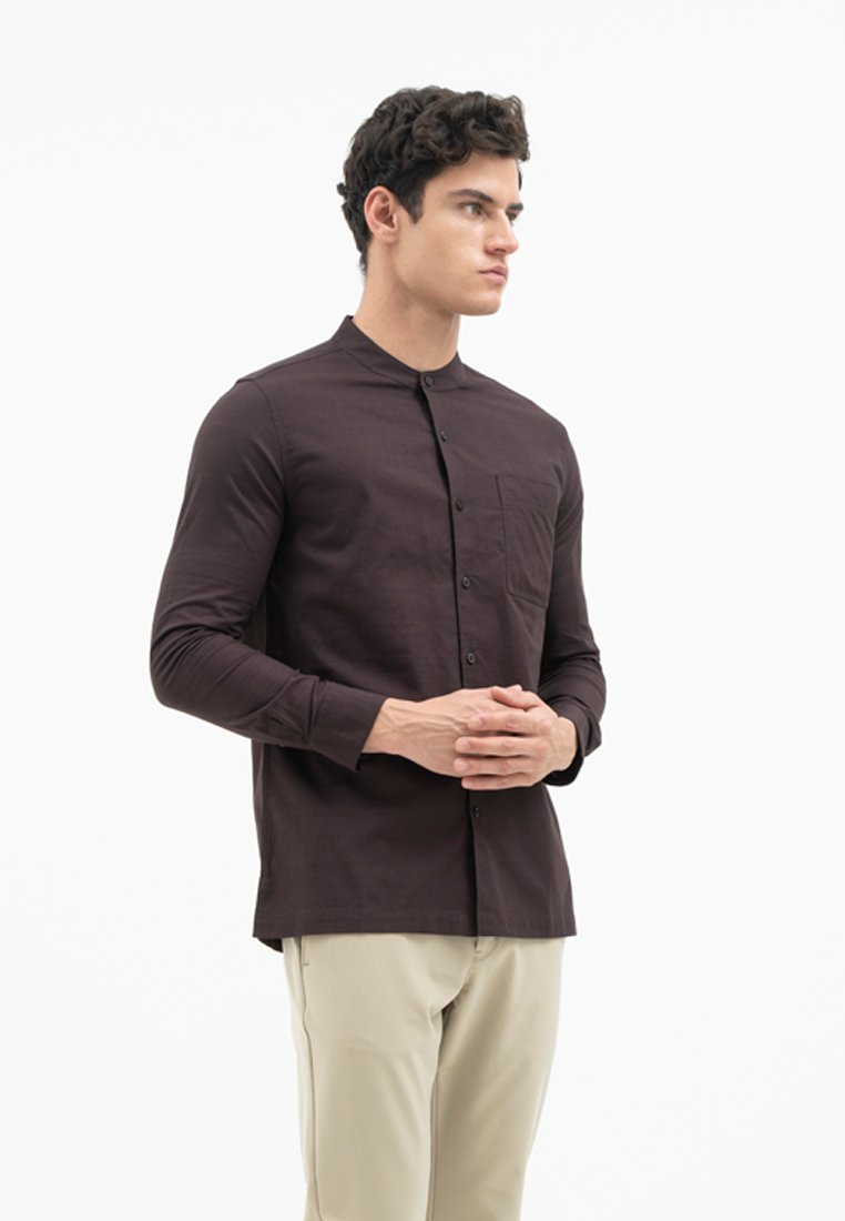 Jack Nicklaus Jet Set Kemeja Pria Lengan Panjang Slim Fit Dark Brown - Image 4