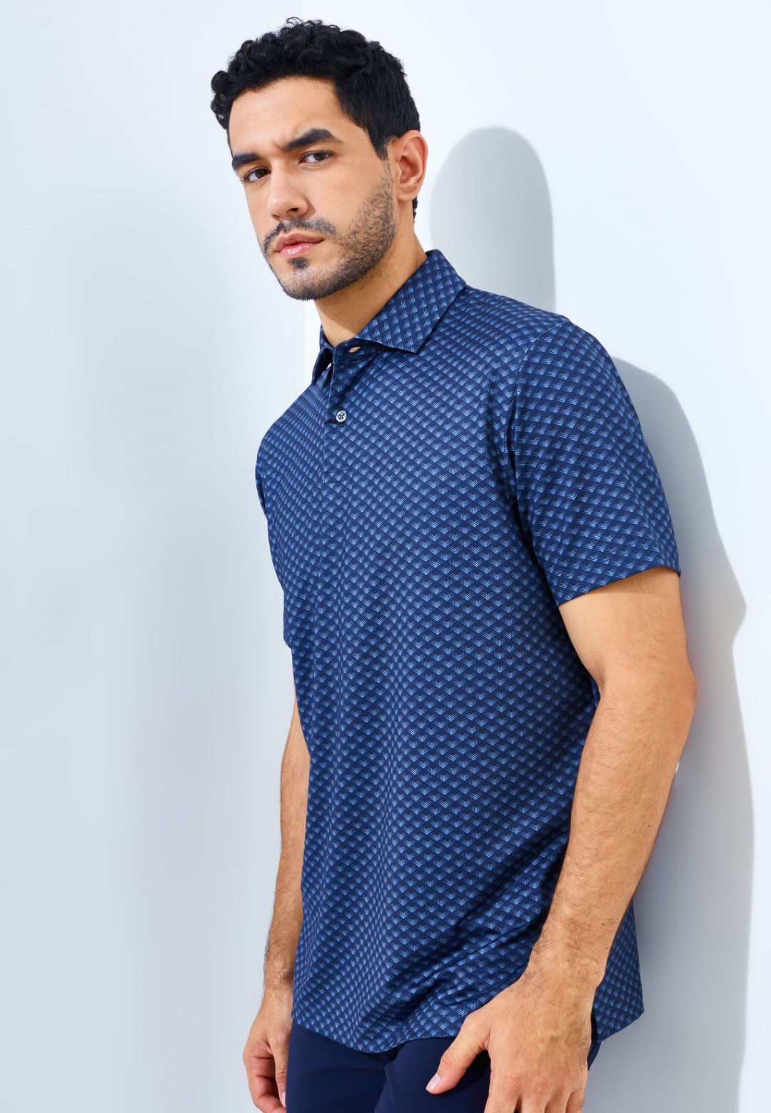 Jack Nicklaus Allsaints Premium Arrowhead Print Polo Classic Navy - Image 3