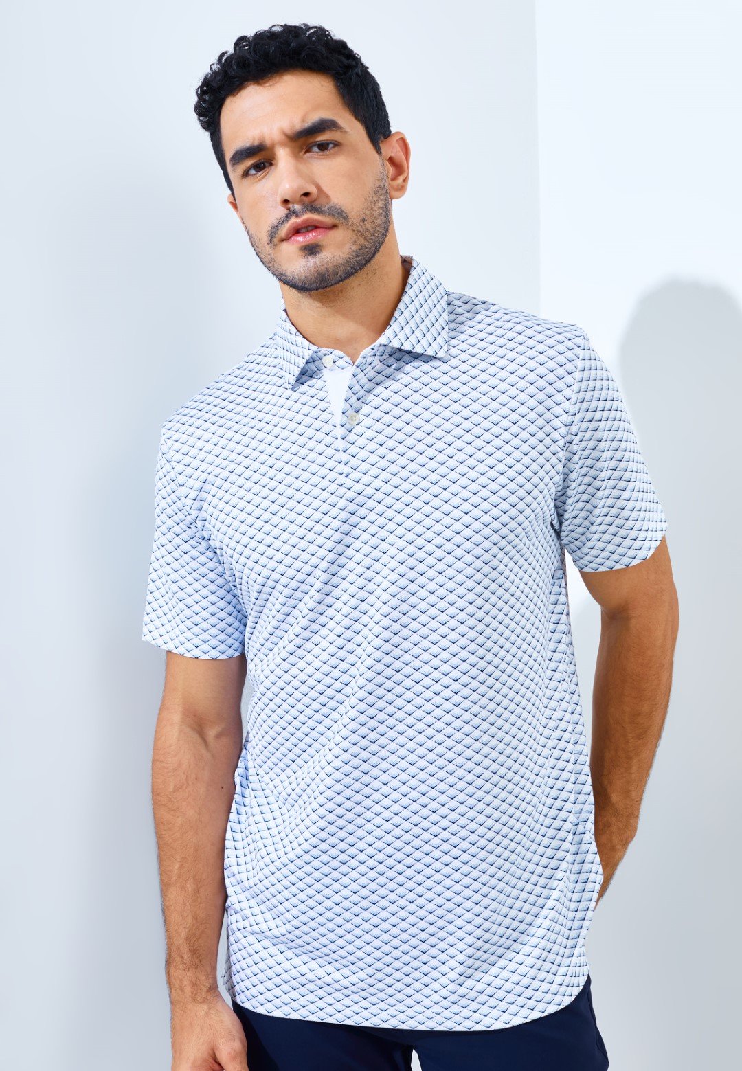 Jack Nicklaus Allsaints Premium Arrowhead Print Polo Bright White