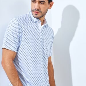 Jack Nicklaus Allsaints Premium Arrowhead Print Polo Bright White