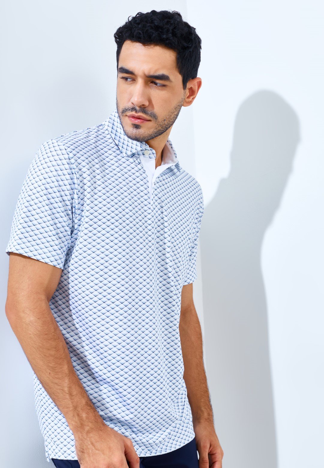 Jack Nicklaus Allsaints Premium Arrowhead Print Polo Bright White - Image 3