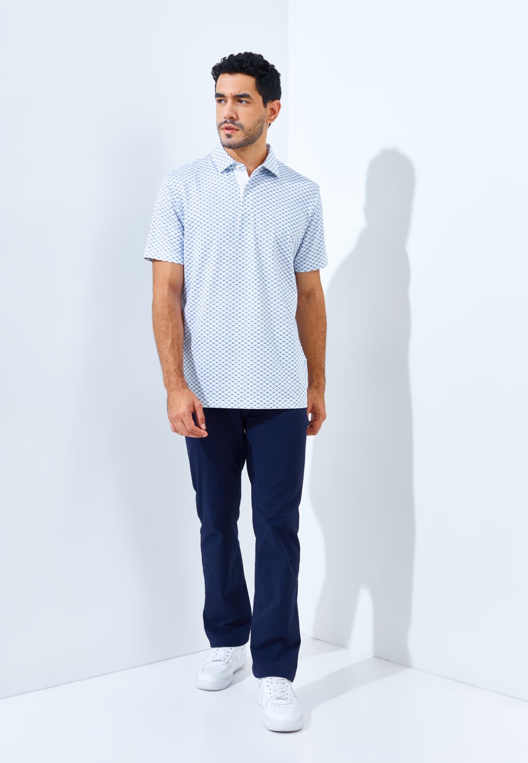 Jack Nicklaus Allsaints Premium Arrowhead Print Polo Bright White - Image 6