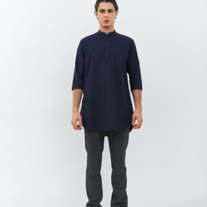 Jobb Arkhan Baju Koko Pria Kurta Lengan Pendek Regular Fit Navy