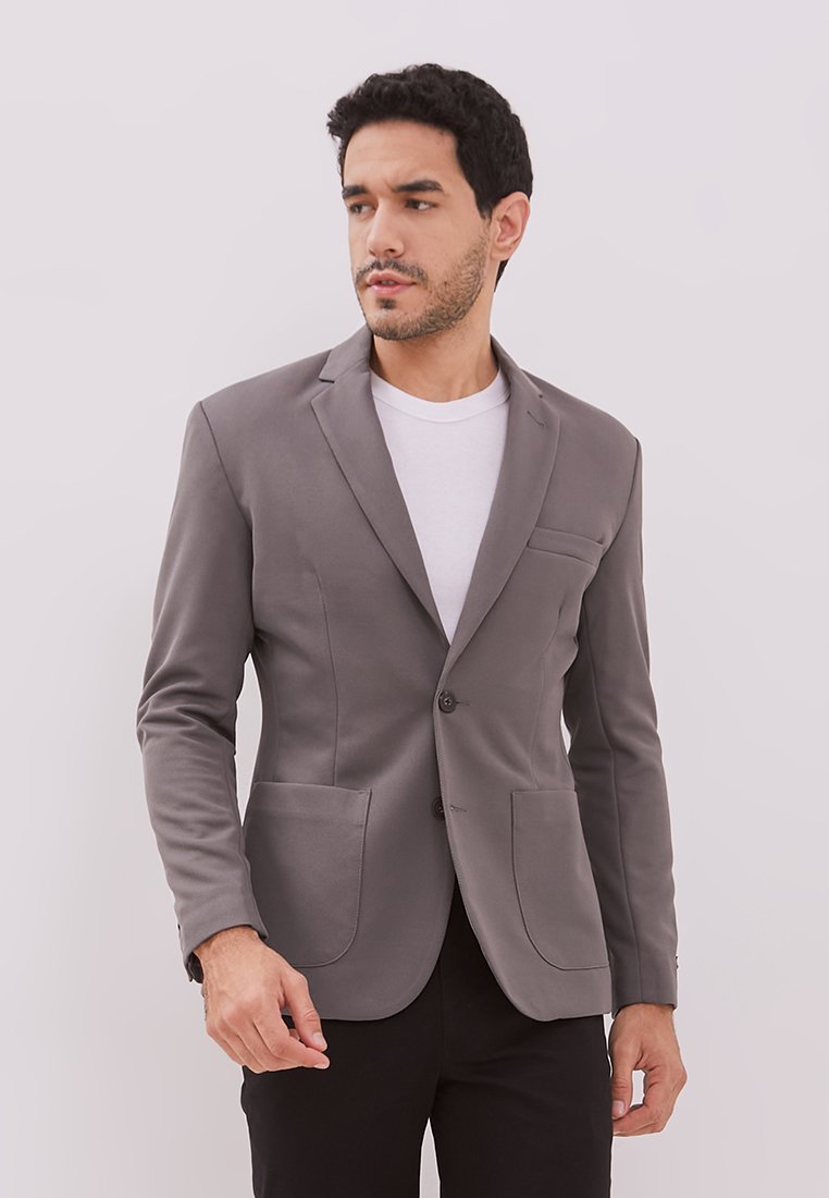 Jobb Aviland-T2 Blazer Pria Slim Fit Dark Grey