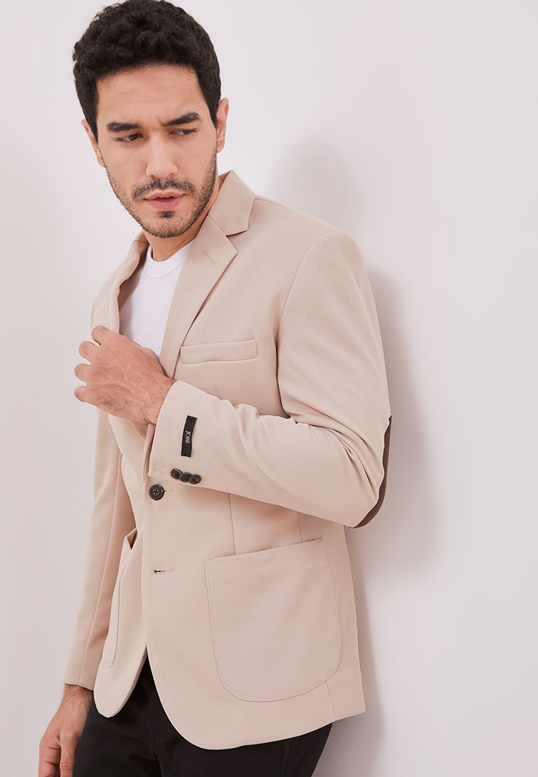 Jobb Aviland-T2 Blazer Pria Slim Fit Beige