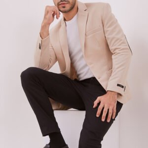 Jobb Aviland-T2 Blazer Pria Slim Fit Beige