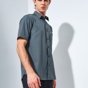 Jack Nicklaus Aymeric Kemeja Pria Lengan Pendek Slim Fit Dark Grey