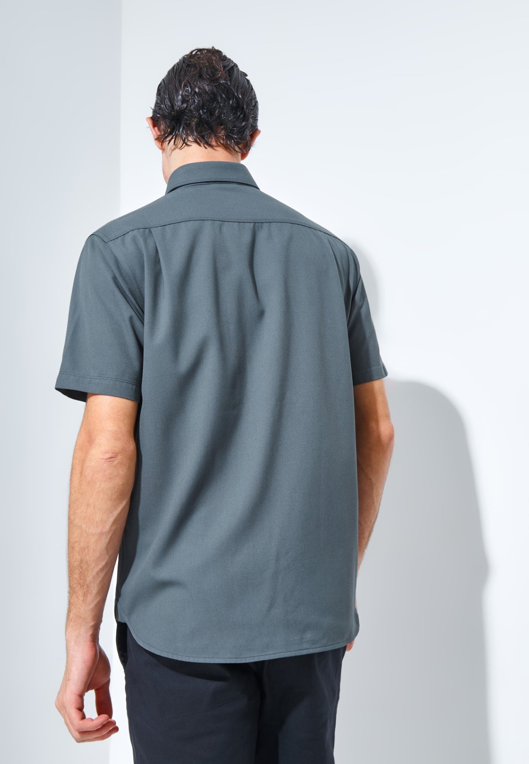 Jack Nicklaus Aymeric Kemeja Pria Lengan Pendek Slim Fit Dark Grey - Image 5