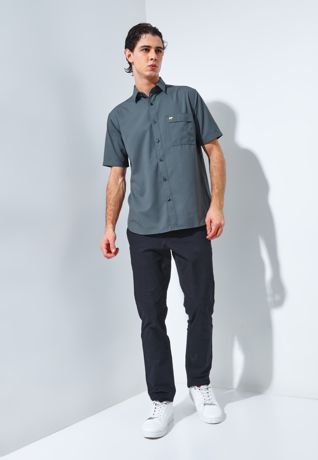 Jack Nicklaus Aymeric Kemeja Pria Lengan Pendek Slim Fit Dark Grey - Image 6
