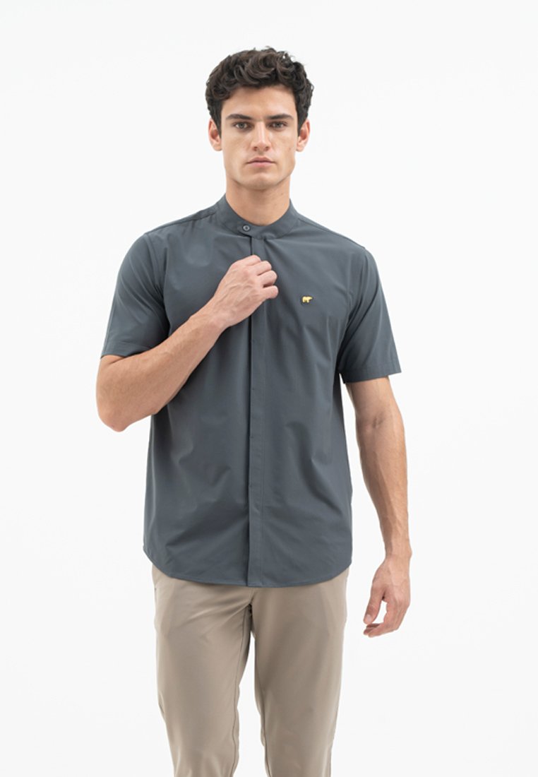 Jack Nicklaus Prestigio Kemeja Pria Lengan Pendek Slim Fit Dark Grey