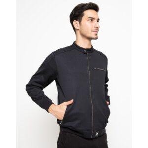 d&f CVC Jaket pria Bomber cut & sewn casual - Hitam