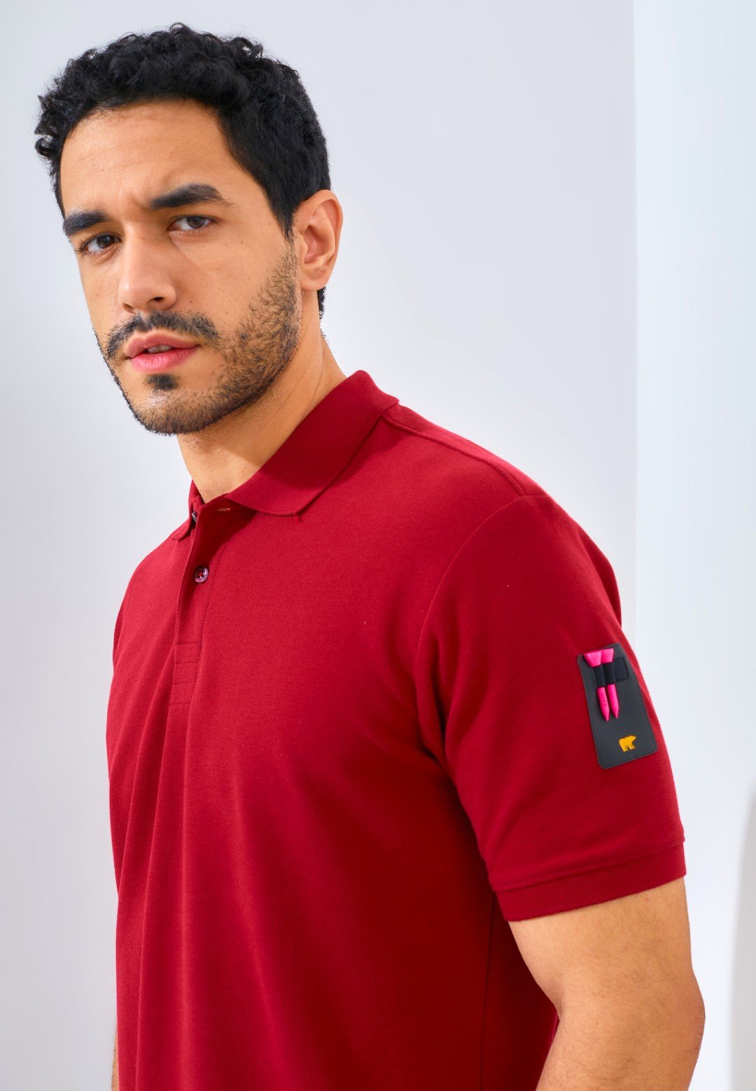 Jack Nicklaus Bariton Polo Shirt Pria Regular Fit Burgundy - Image 2