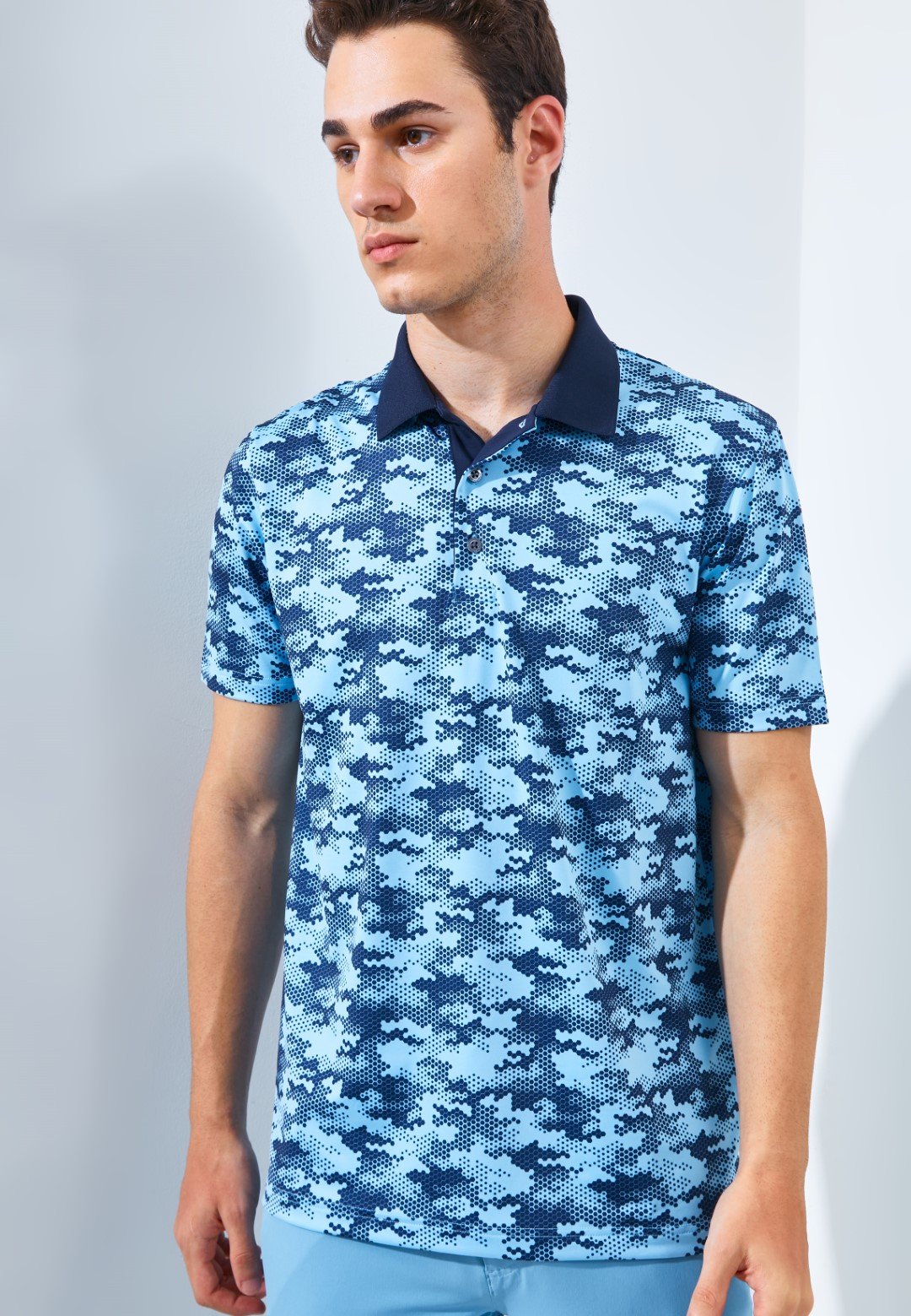 Jack Nicklaus Balboa Premium Mix Print Polo Blue Surf