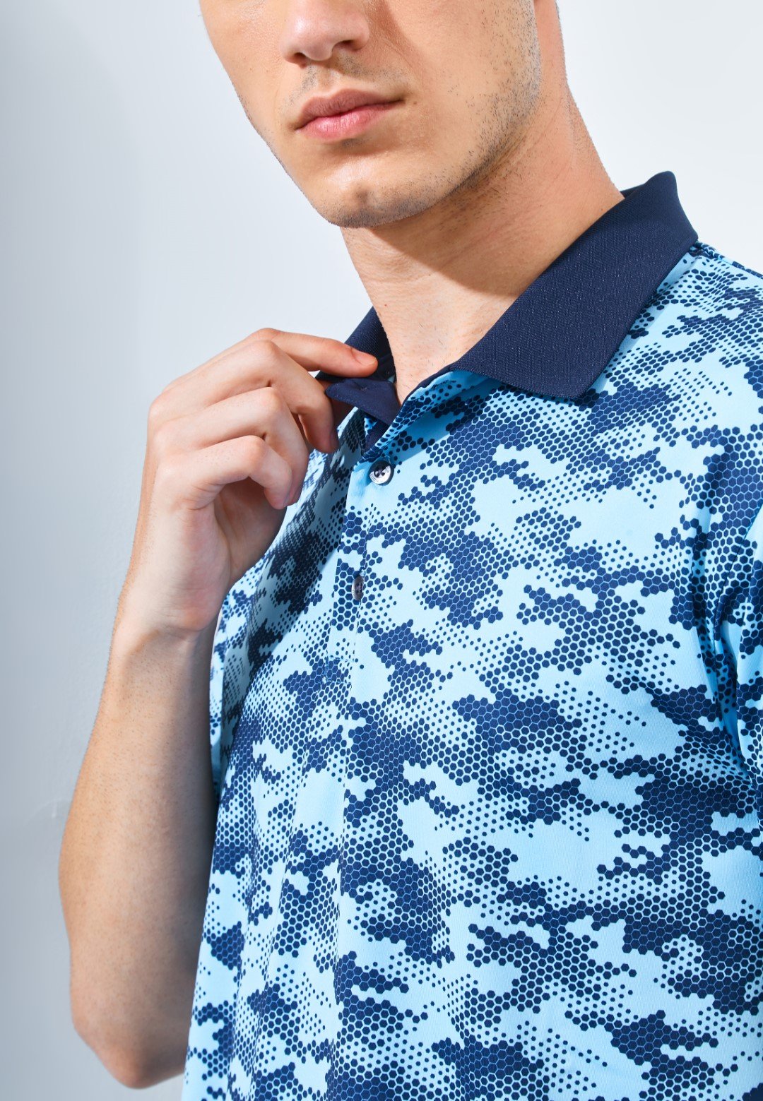 Jack Nicklaus Balboa Premium Mix Print Polo Blue Surf - Image 3