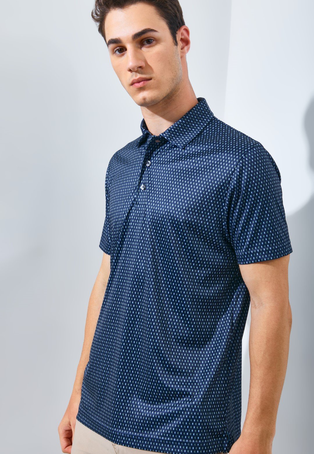 Jack Nicklaus Barrelwood Premium All Over Print Polo Classic Navy - Image 2