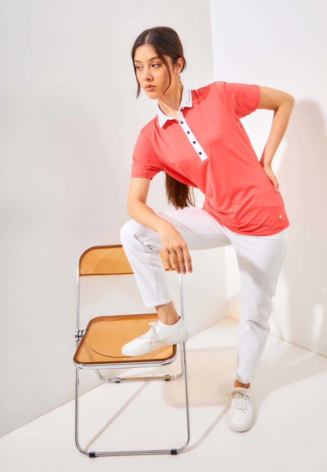 Jack Nicklaus Ferla Premium Solid Polo Sporting Coral - Image 6