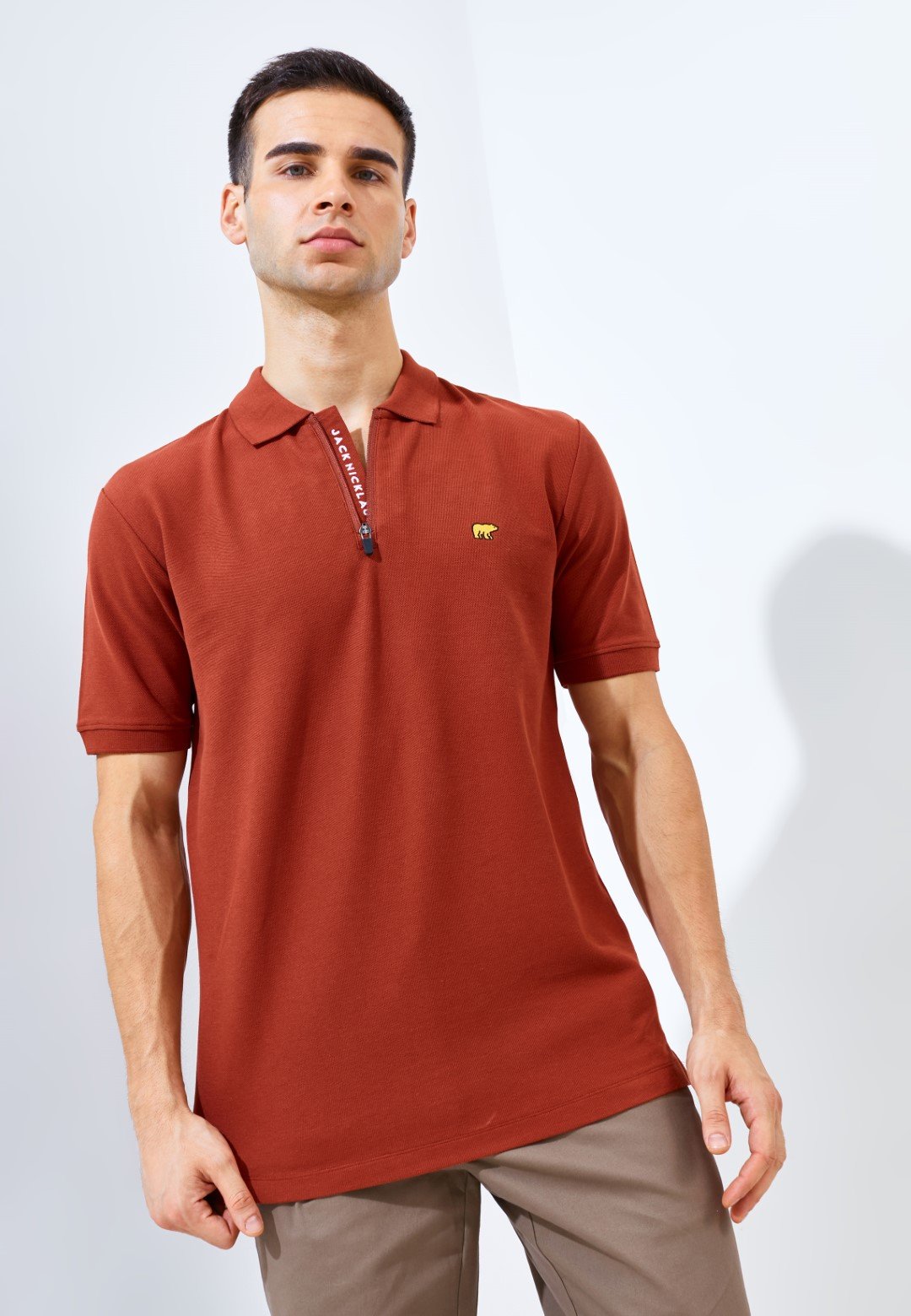 Jack Nicklaus Benedict Polo Shirt Pria Regular Fit Brown Red