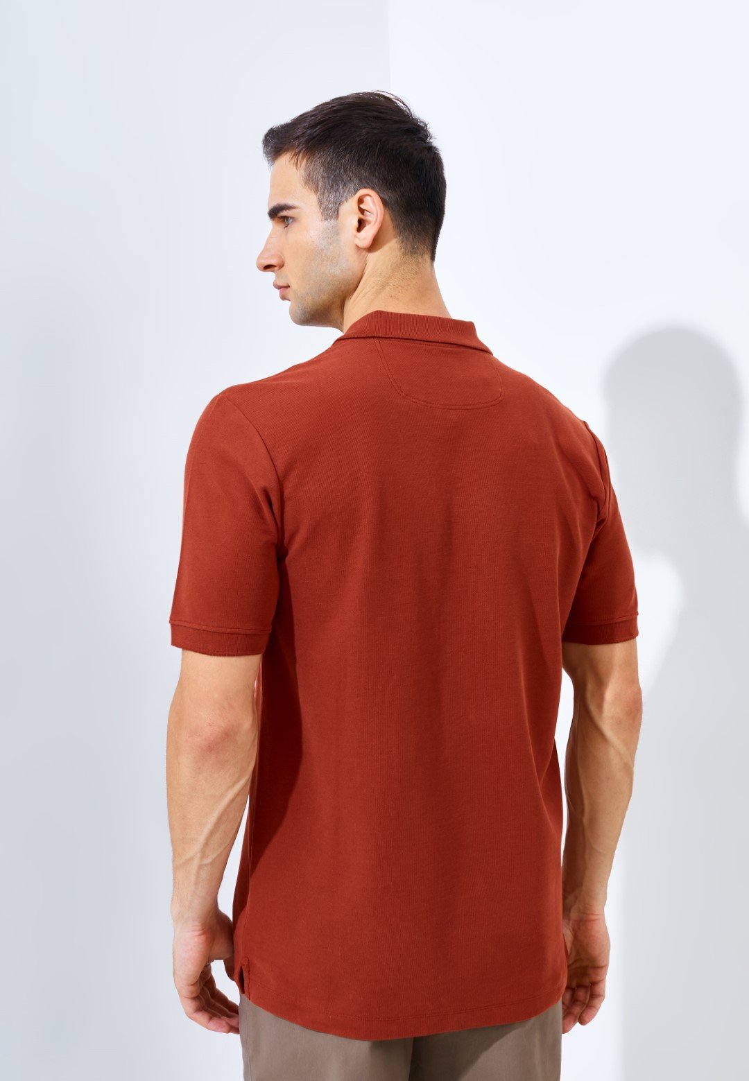 Jack Nicklaus Benedict Polo Shirt Pria Regular Fit Brown Red - Image 4