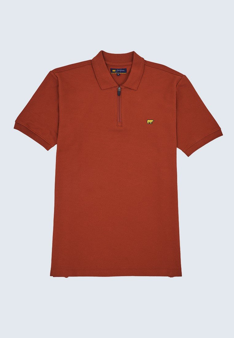 Jack Nicklaus Benedict Polo Shirt Pria Regular Fit Brown Red - Image 7