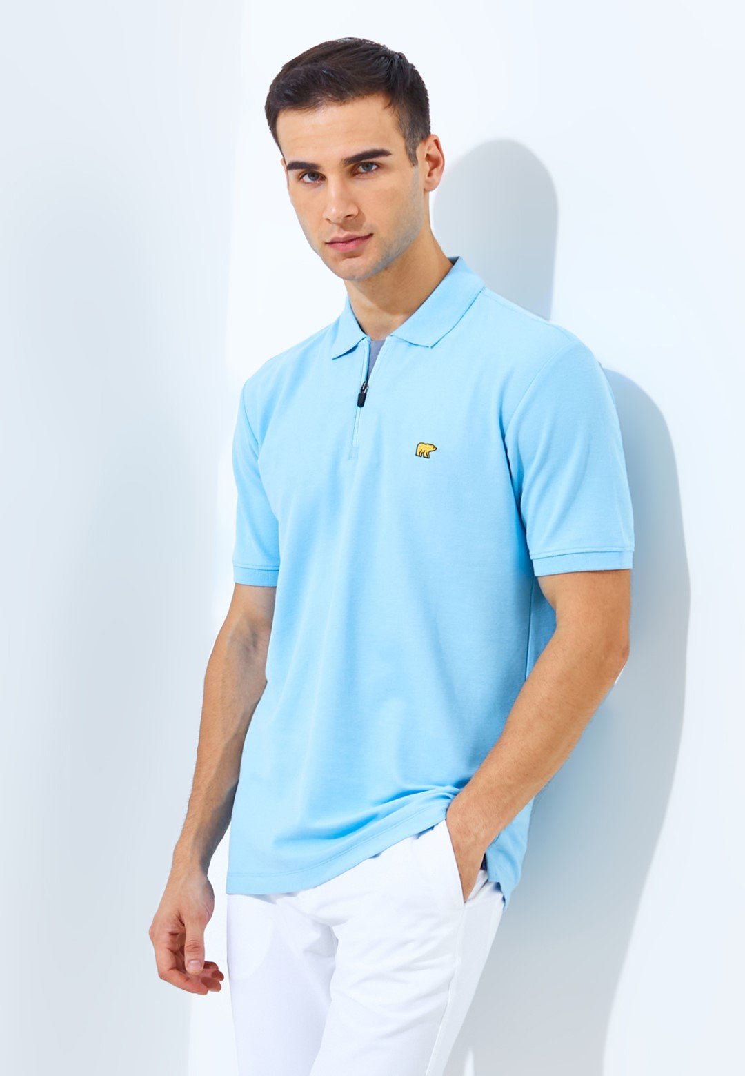 Jack Nicklaus Benedict Polo Shirt Pria Regular Fit Light Blue - Image 3