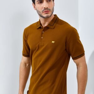 Jack Nicklaus Brehme Polo Shirt Pria Regular Fit Brwon