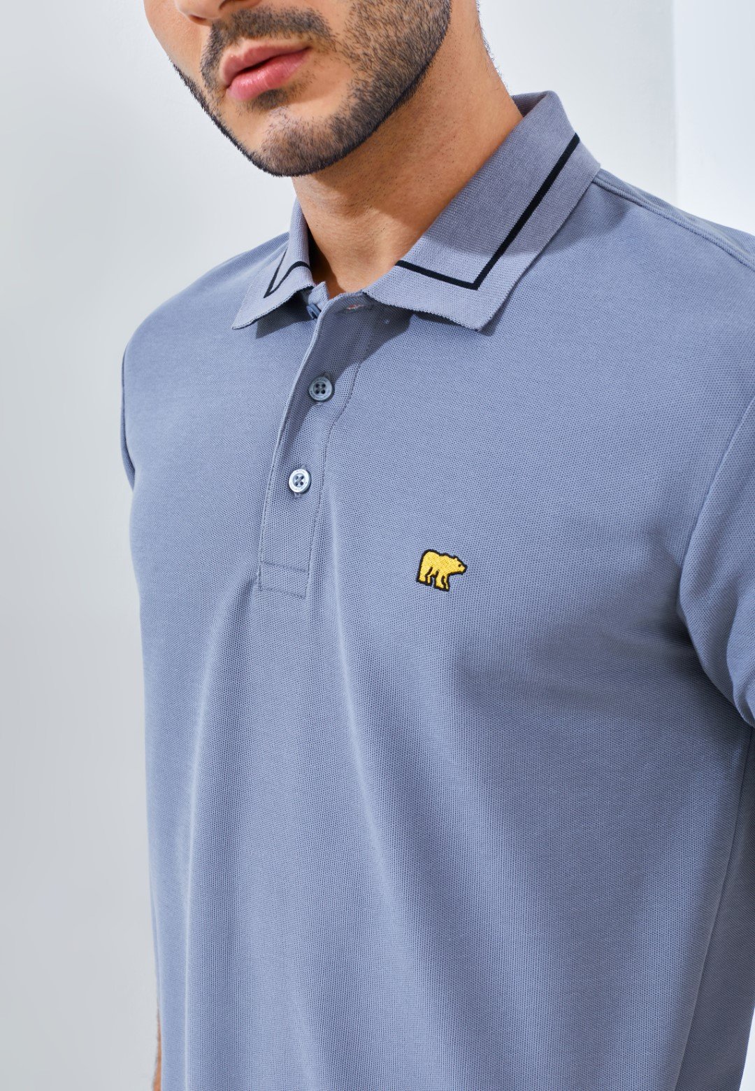 Jack Nicklaus Brehme Polo Shirt Pria Regular Fit Medium Grey - Image 4