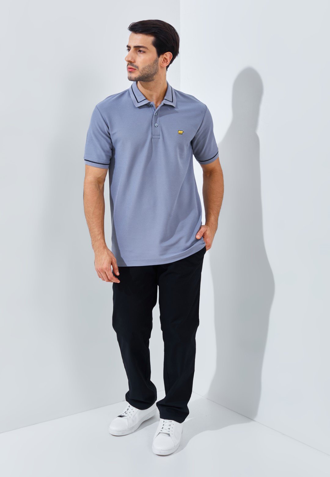 Jack Nicklaus Brehme Polo Shirt Pria Regular Fit Medium Grey - Image 5