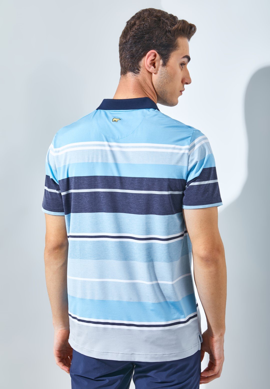 Jack Nicklaus Brunellos Premium Multi Stripe Polo Blue Surf - Image 4