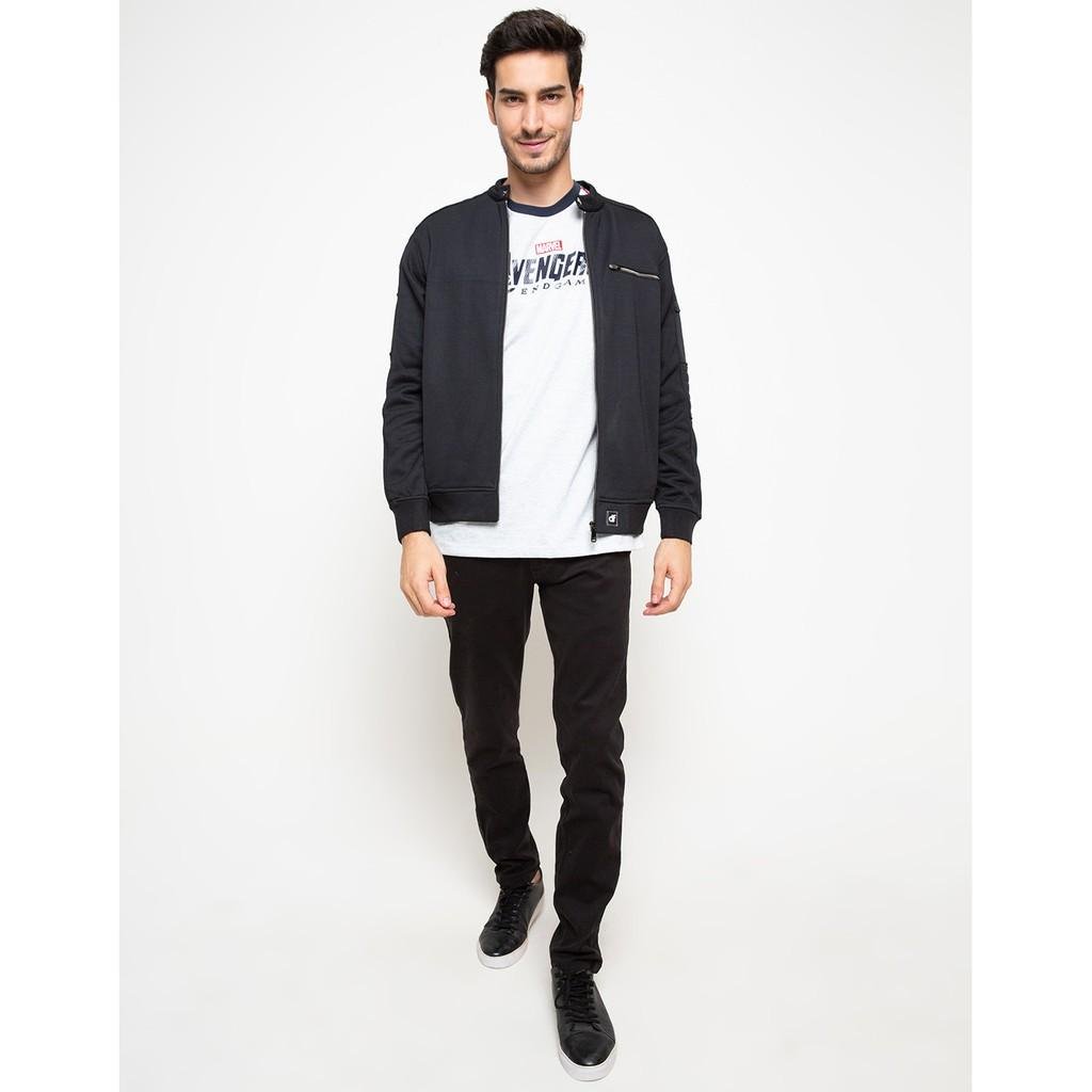 d&f CVC Jaket pria Bomber cut & sewn casual - Hitam - Image 5
