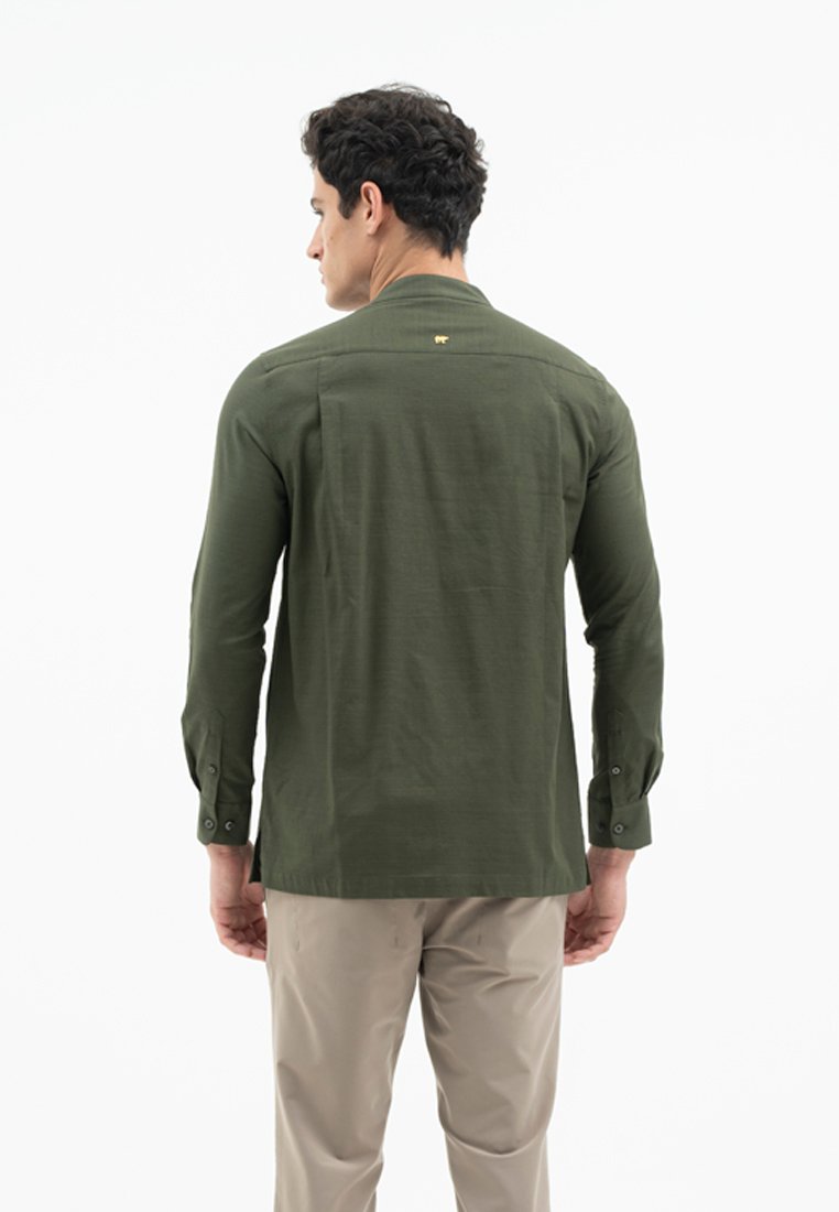 Jack Nicklaus Jet Set Kemeja Pria Lengan Panjang Slim Fit Army Green - Image 3
