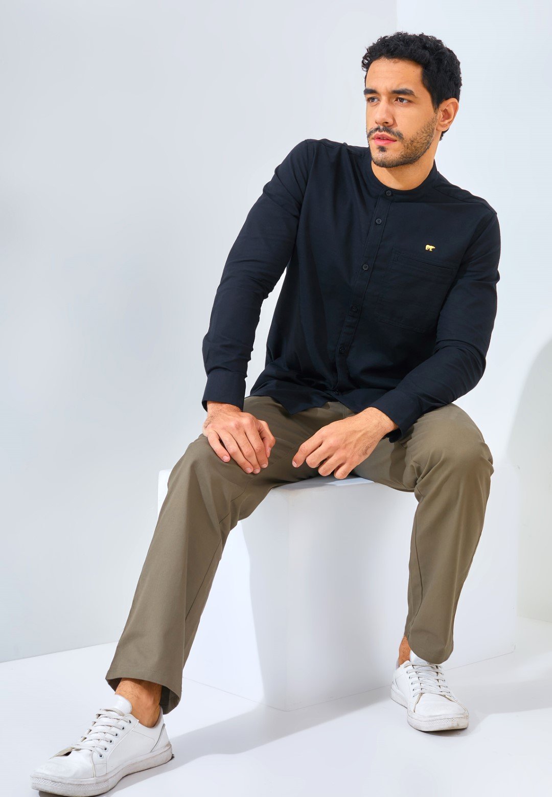 Jack Nicklaus Magnifica Kemeja Pria Lengan Panjang Slim Fit Black - Image 6