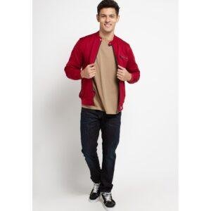 d&f Jaket pria Bomber casual - Maroon